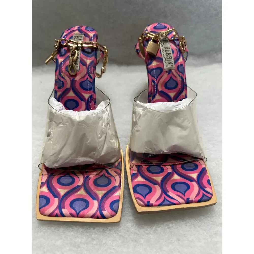 Cape Robbin stiletto sandals  florals size 10 padlock charm ankle chain strap